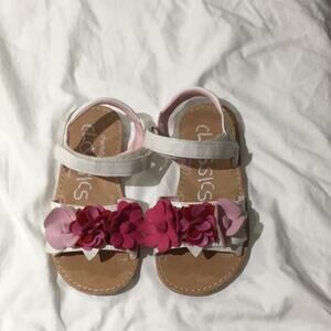 Dynasty classics 9 white pink flower sandal euc